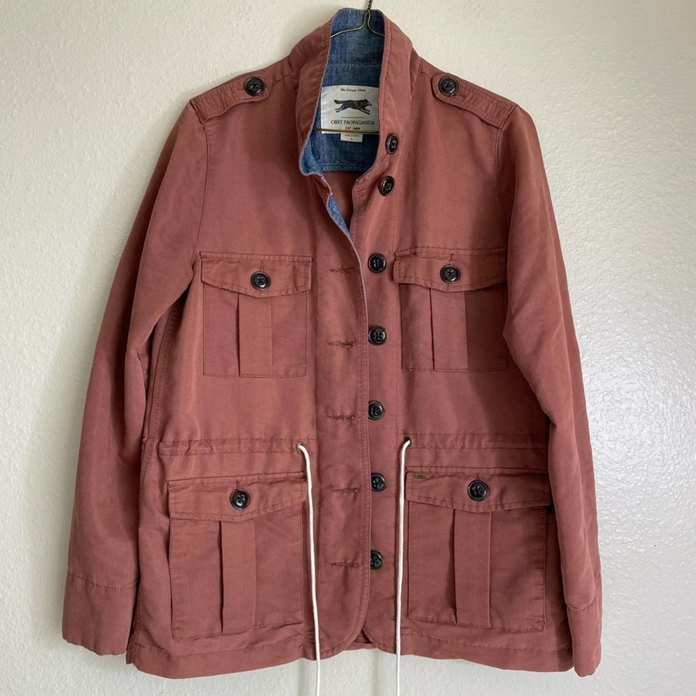 Obey Propaganda Rust Utility Button Up Jacket - image 1